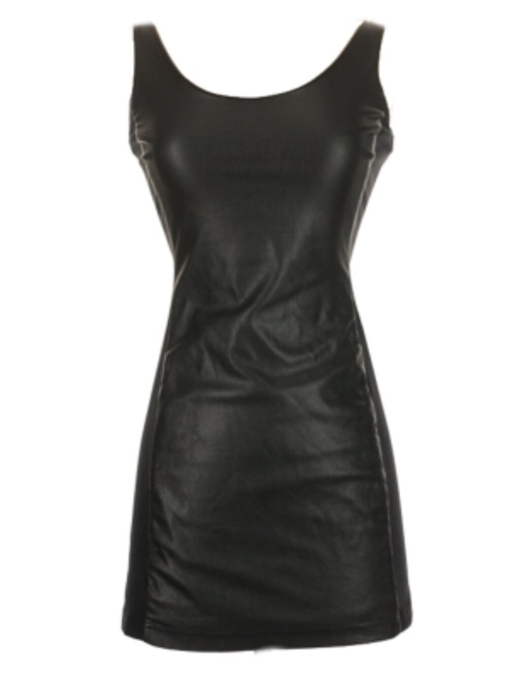 Free People Black Faux Leather Paneled Scoop Neck Mini Dress